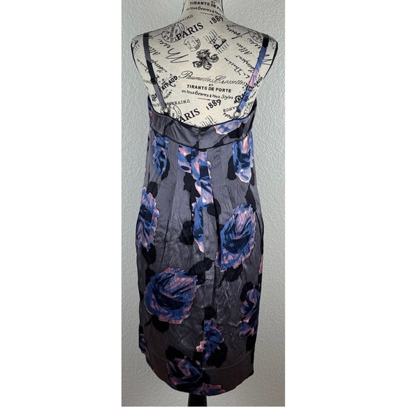 Rebecca Taylor Gray Silk Floral Print Bustier Corset Slip Dress, size 8 - Picture 5 of 10